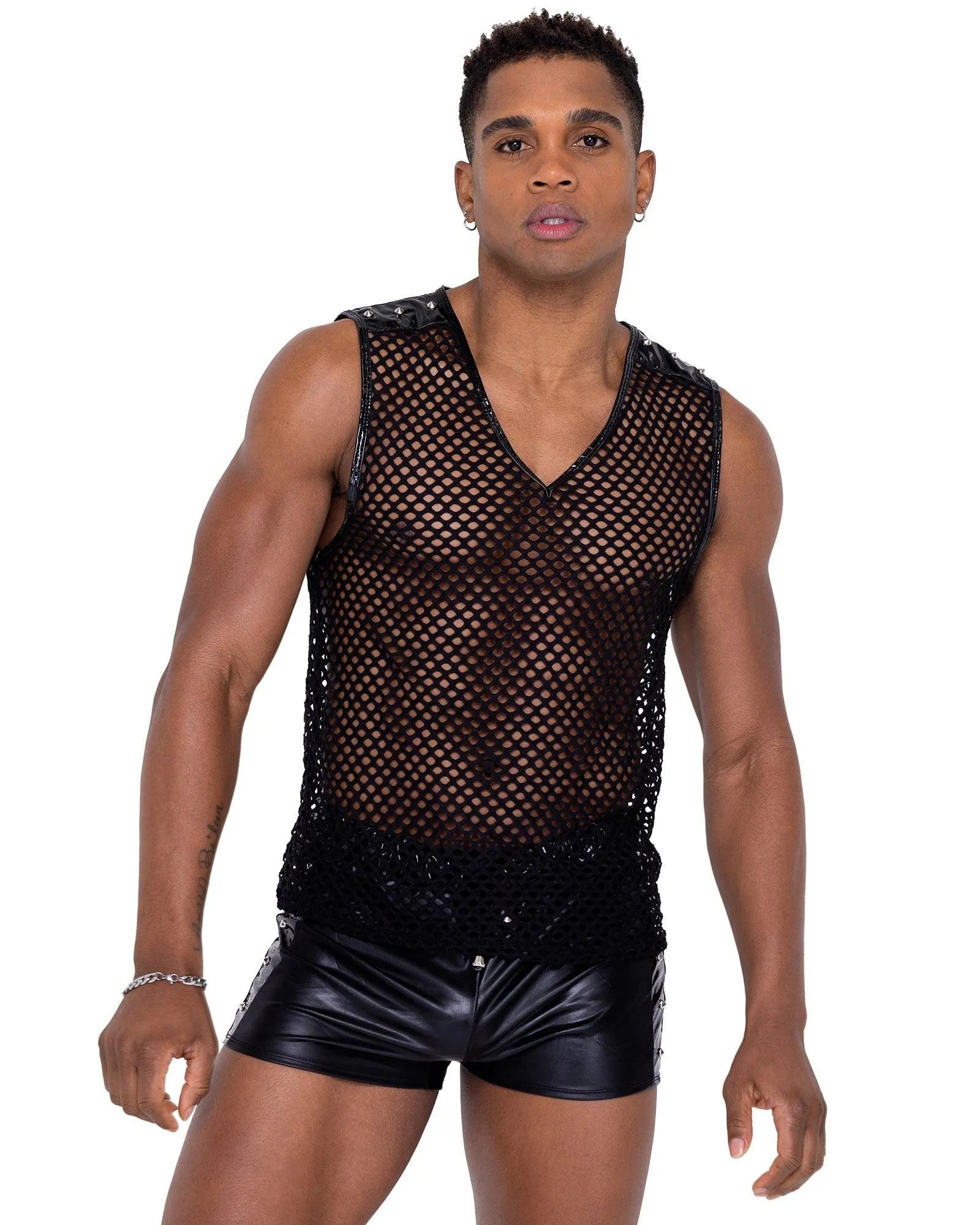 6329 - Mens Pleather Runner Shorts - Take A Peek