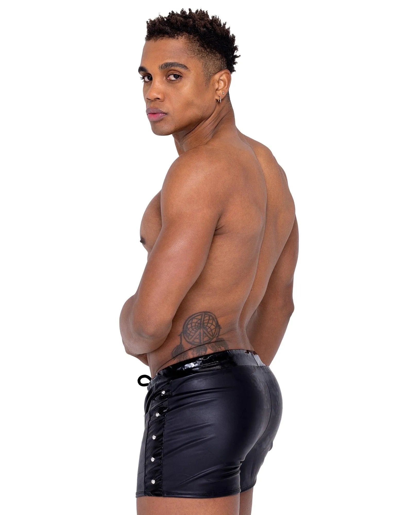 6329 - Mens Pleather Runner Shorts - Take A Peek