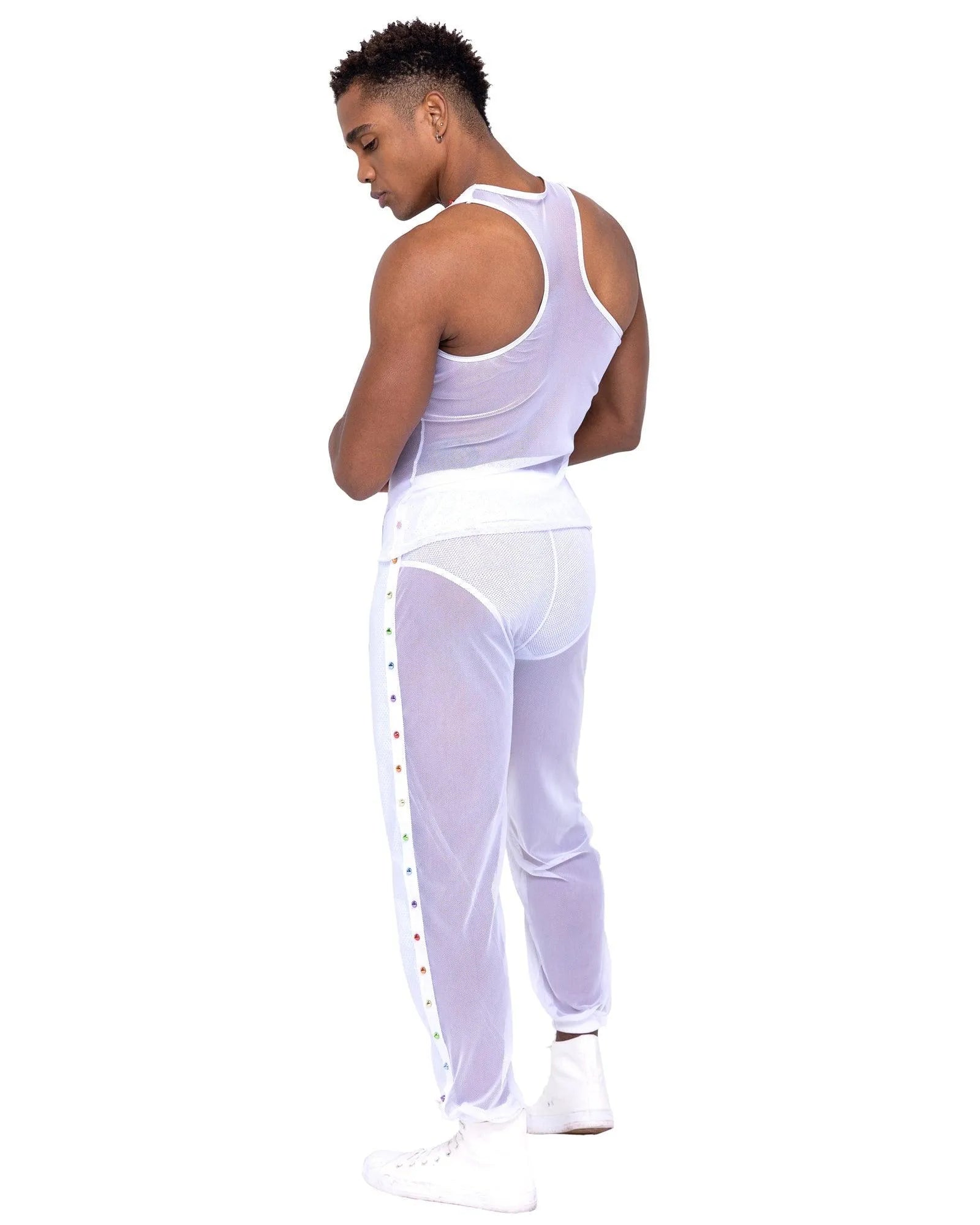 6335 - Mens Pride Vinyl Mesh & Mesh Joggers - Take A Peek