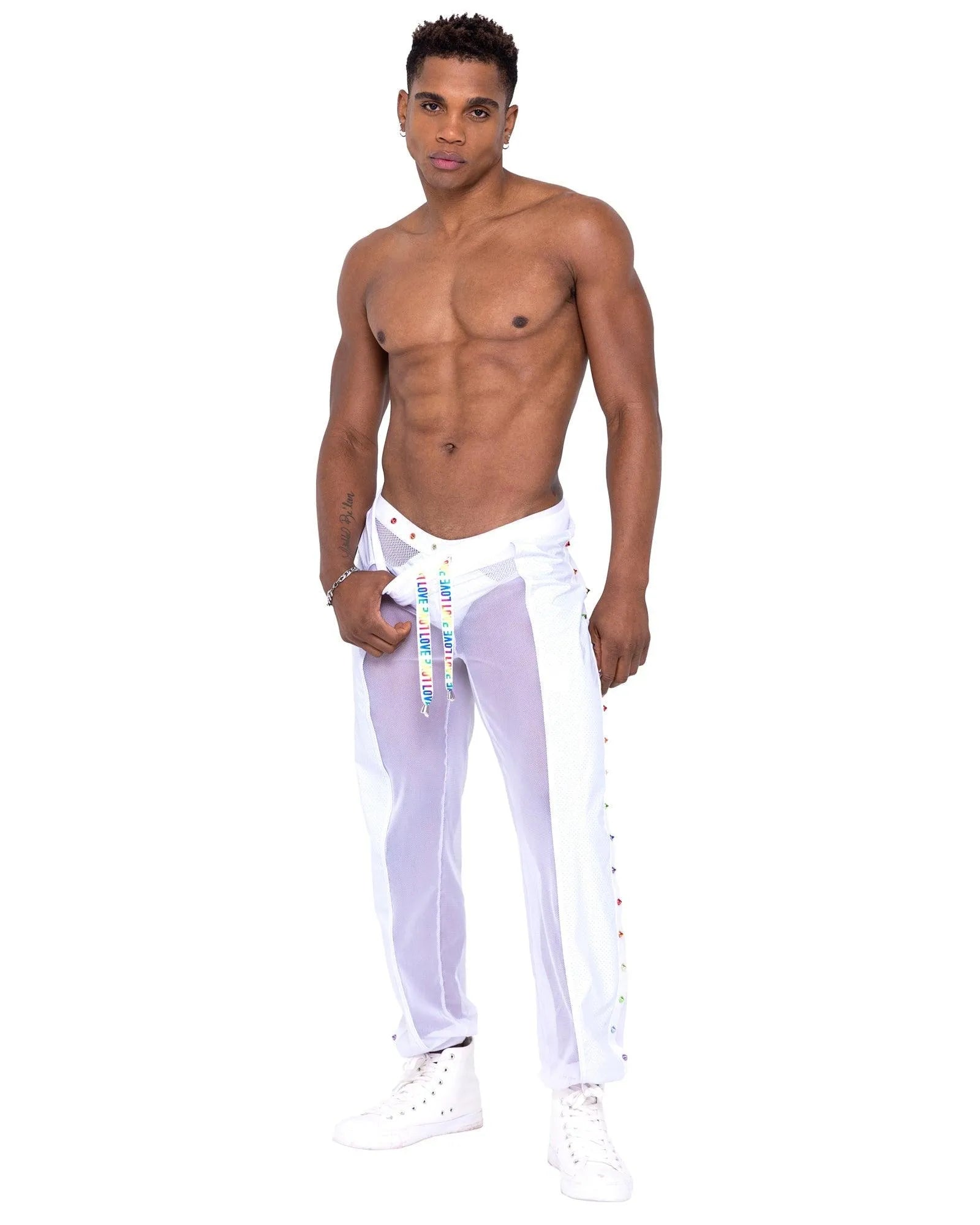 6335 - Mens Pride Vinyl Mesh & Mesh Joggers - Take A Peek