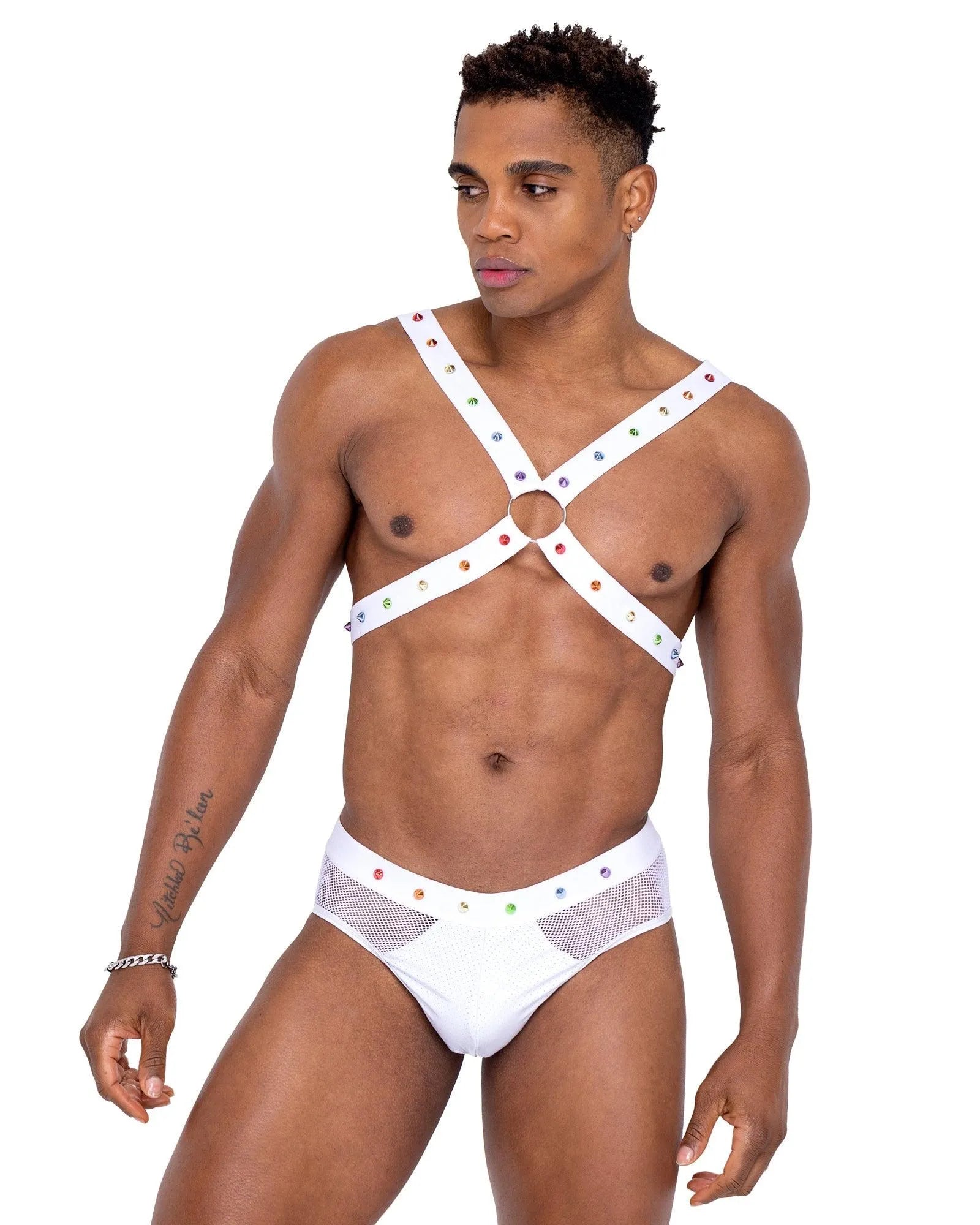 6336 - Mens Pride Fishnet & Vinyl Briefs - Take A Peek