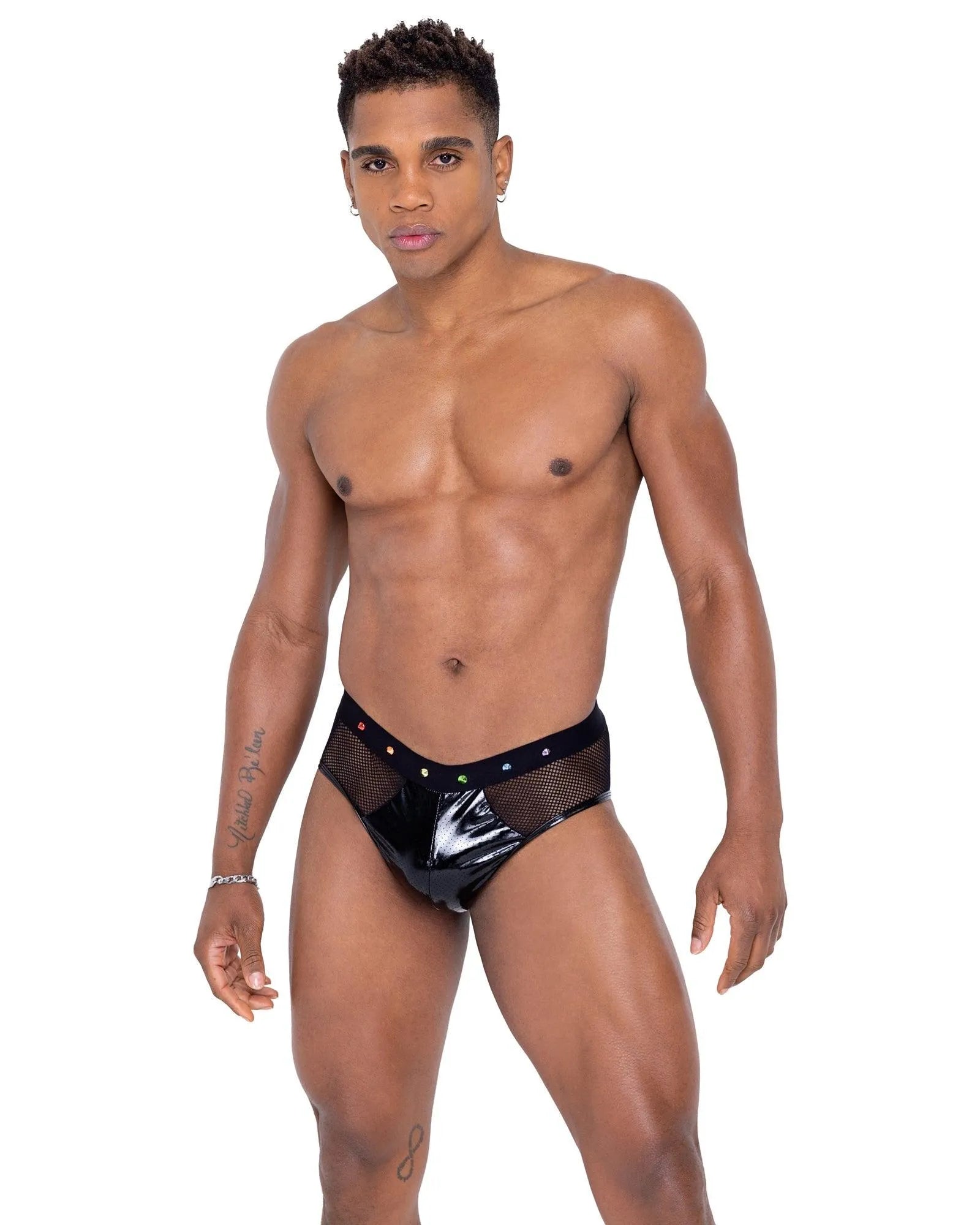 6336 - Mens Pride Fishnet & Vinyl Briefs - Take A Peek