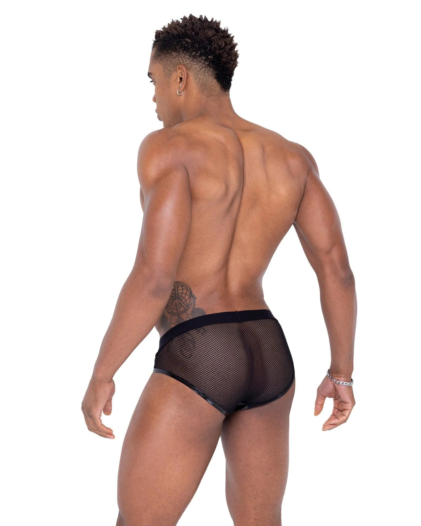 6336 - Mens Pride Fishnet & Vinyl Briefs - Take A Peek