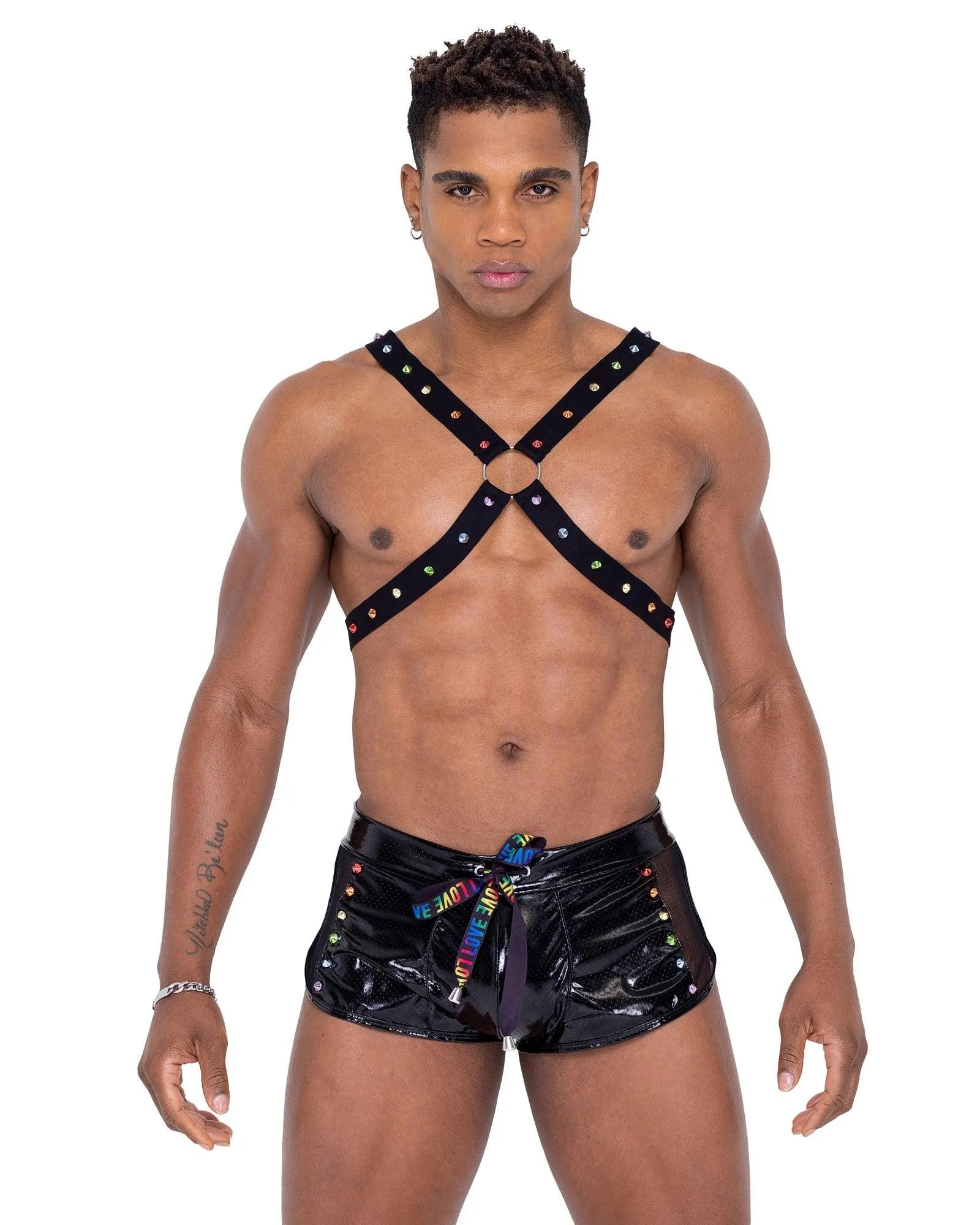 6338 - Mens Pride Mesh Vinyl Runner Shorts - Take A Peek
