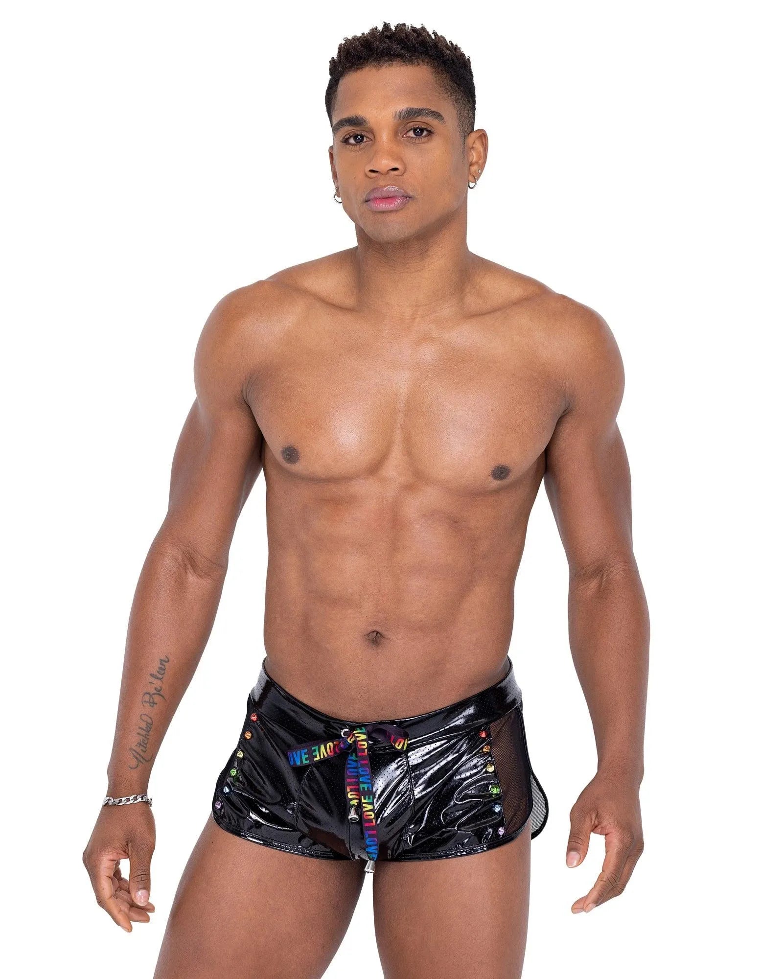 6338 - Mens Pride Mesh Vinyl Runner Shorts - Take A Peek