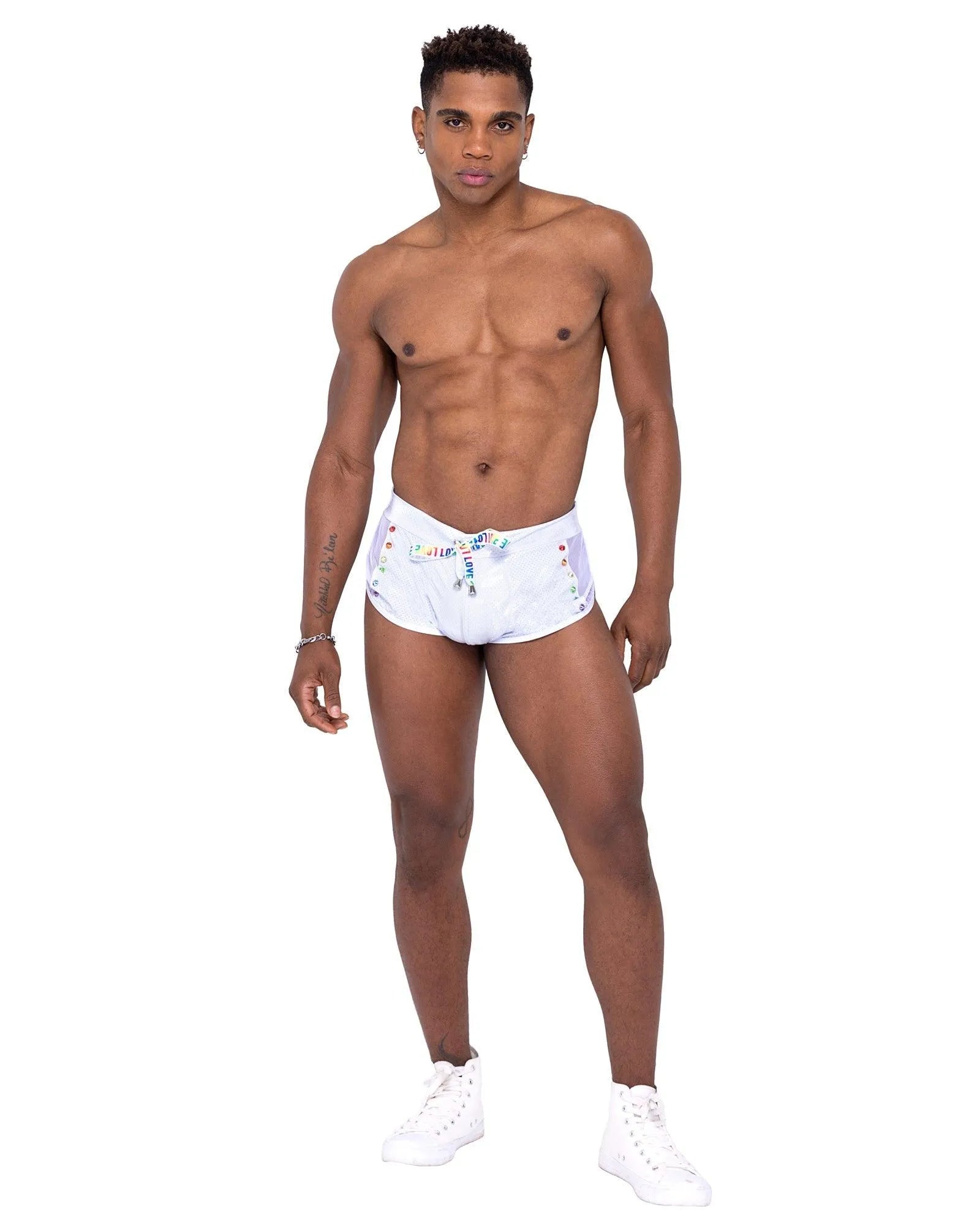 6338 - Mens Pride Mesh Vinyl Runner Shorts - Take A Peek