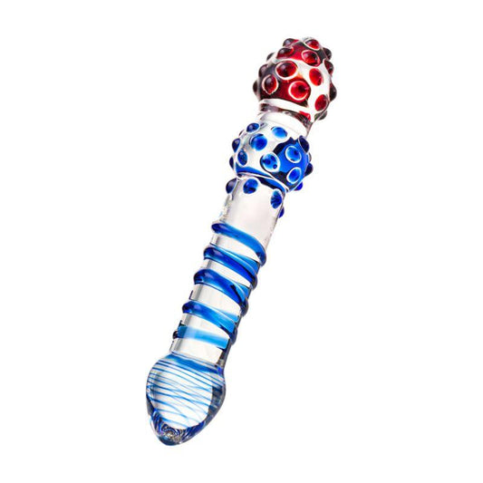 Sexus Glass Dildo Blue Red 20.5cm - Take A Peek