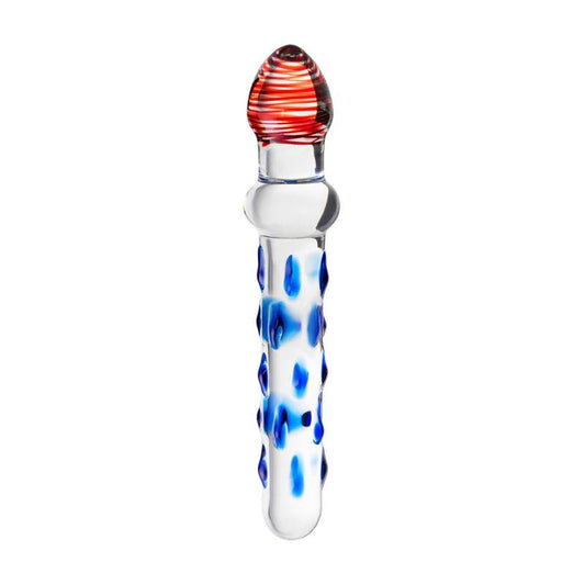 Sexus Glass Dildo Blue/Red 20 cm - Take A Peek
