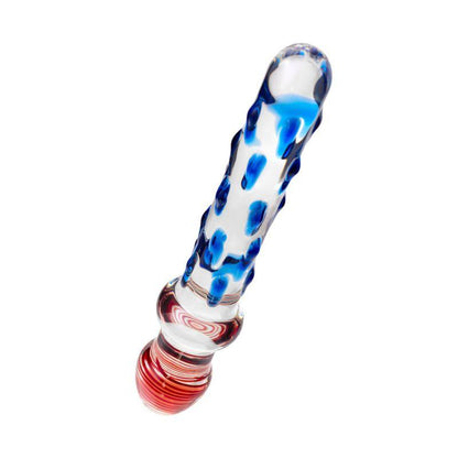 Sexus Glass Dildo Blue/Red 20 cm - Take A Peek
