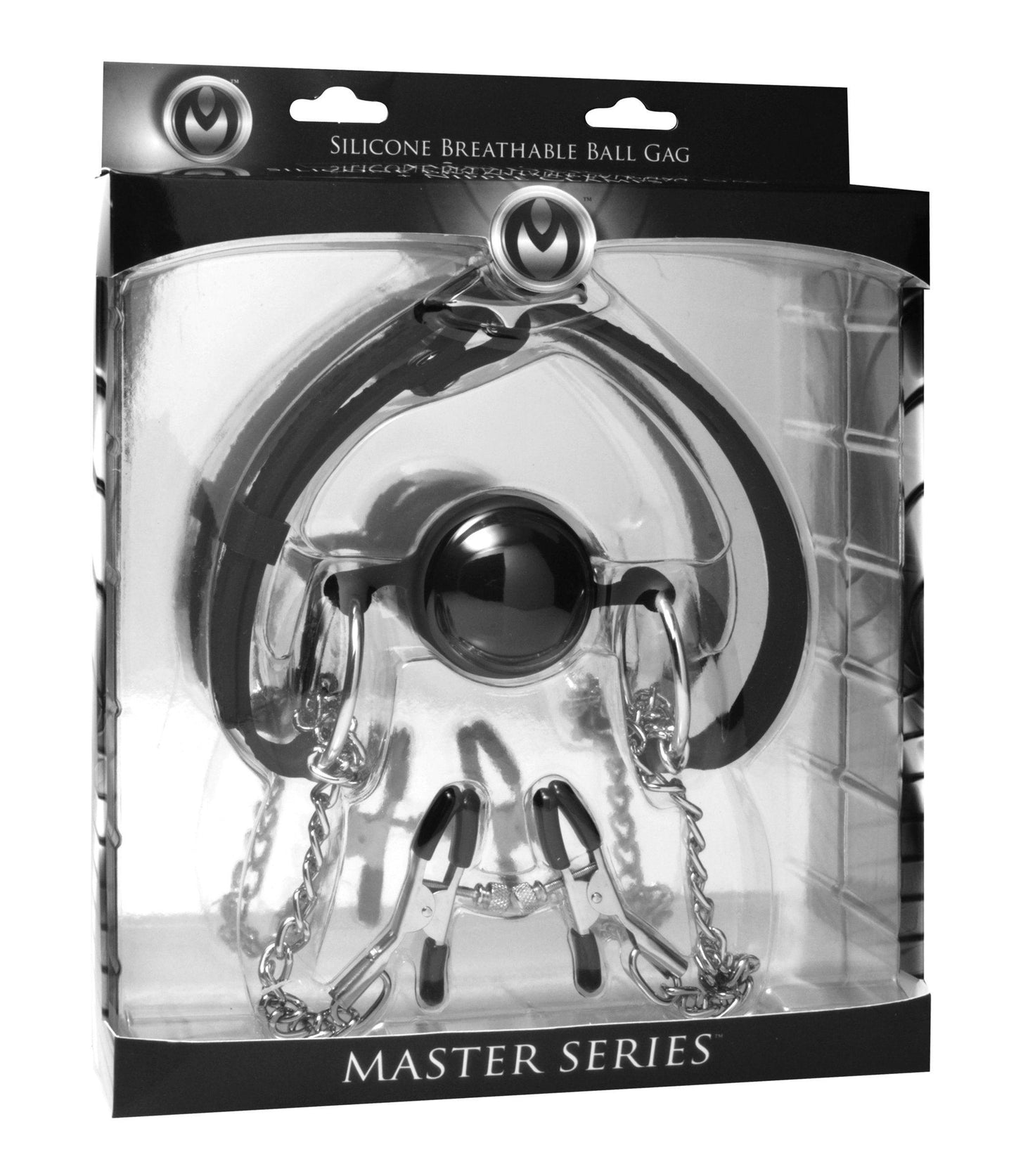 Hinder Breathable Silicone Ball Gag With Nipple Clamps - Take A Peek