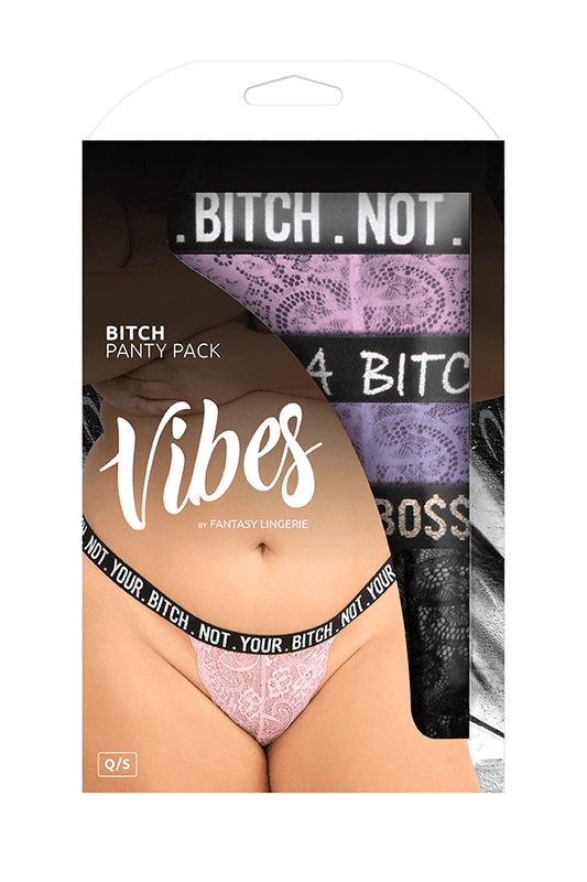 VIBES - BITCH PACK 3 PC. LACE THONG PANTY SET QUEEN - Take A Peek