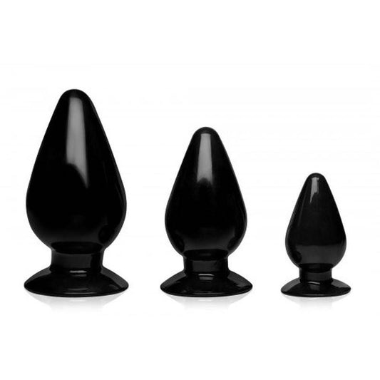 Triple Cones 3 Pc Anal Plug Set Black - Take A Peek