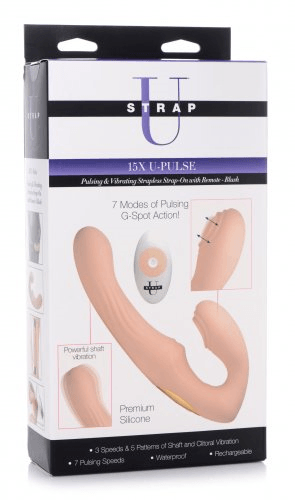 Strap U 15X U-Pulse Pulse & Vibe Strapless Strap-on w/ Remote - Blush - Take A Peek