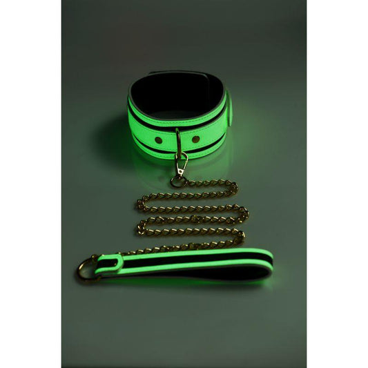 Kink in the Dark Glowing Collar & Lead Flouro Green - Take A Peek