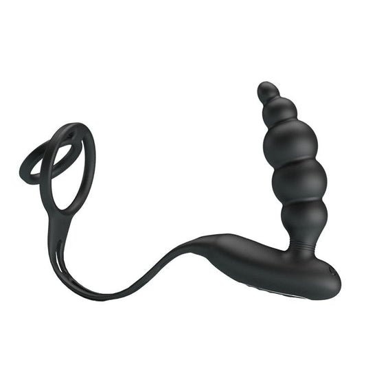 Vibrating Penis Sleeve (Butt Plug and Cockring) Black - Take A Peek