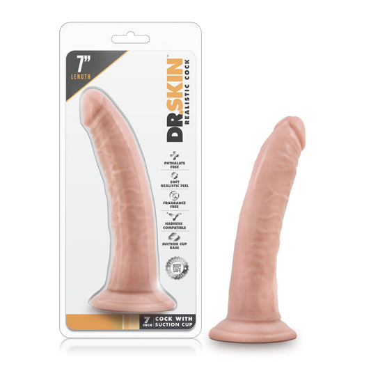 Dr Skin 7in Cock With Suction Cup Vanilla - Take A Peek