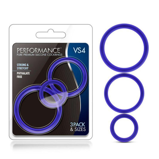 Performance Silicone Cock Ring 3 Pc Set Indigo - Take A Peek