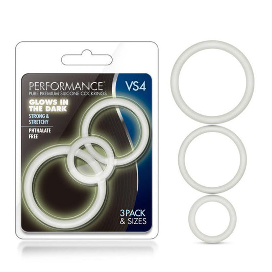 Performance Silicone Cock Ring 3 Pc Set White Glow - Take A Peek