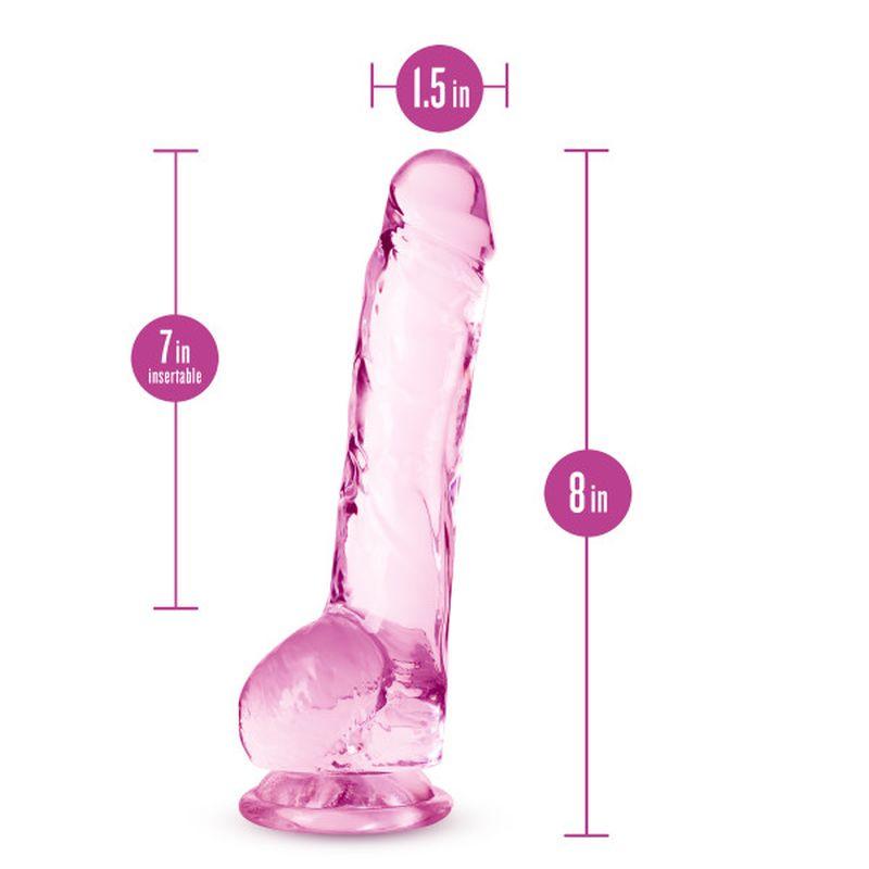 Naturally Yours 8" Crystaline Dildo Rose - Take A Peek