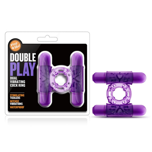 Play With Me Double Play Dual Vibrating Cock Ring Purple - Take A Peek
