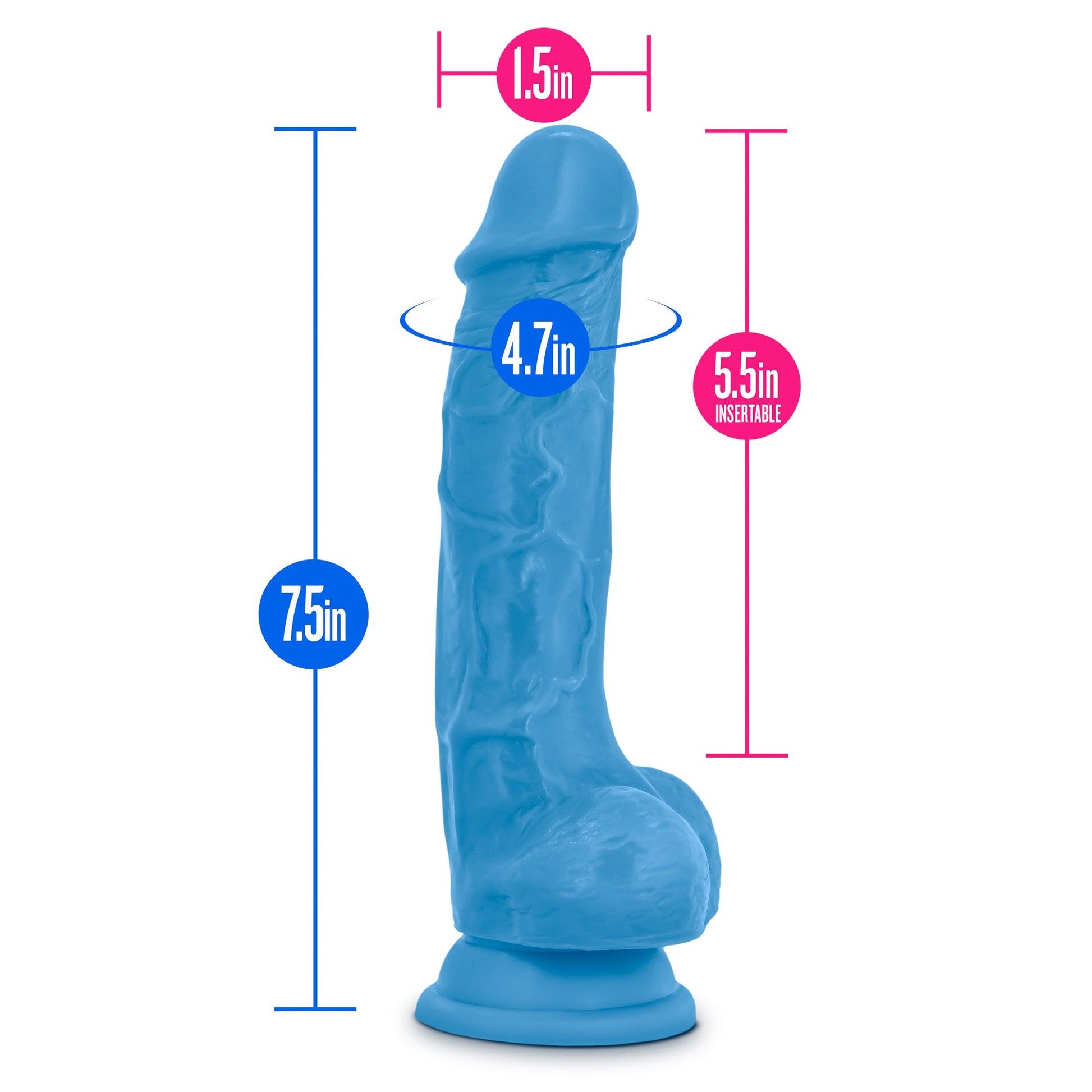 Neo Dual Density Cock With Balls 7.5in Neon Blue - Take A Peek
