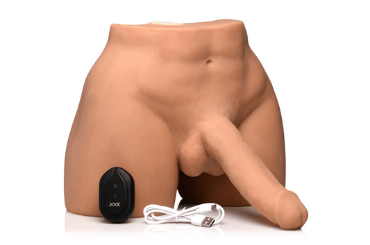 Jock Vibrating & Squeezing Male Masturbator w/Poseable Dildo Medium - Take A Peek
