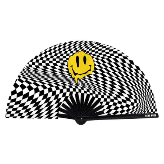 Trippy Checkers Melty Face Blacklight Folding Fan - Take A Peek