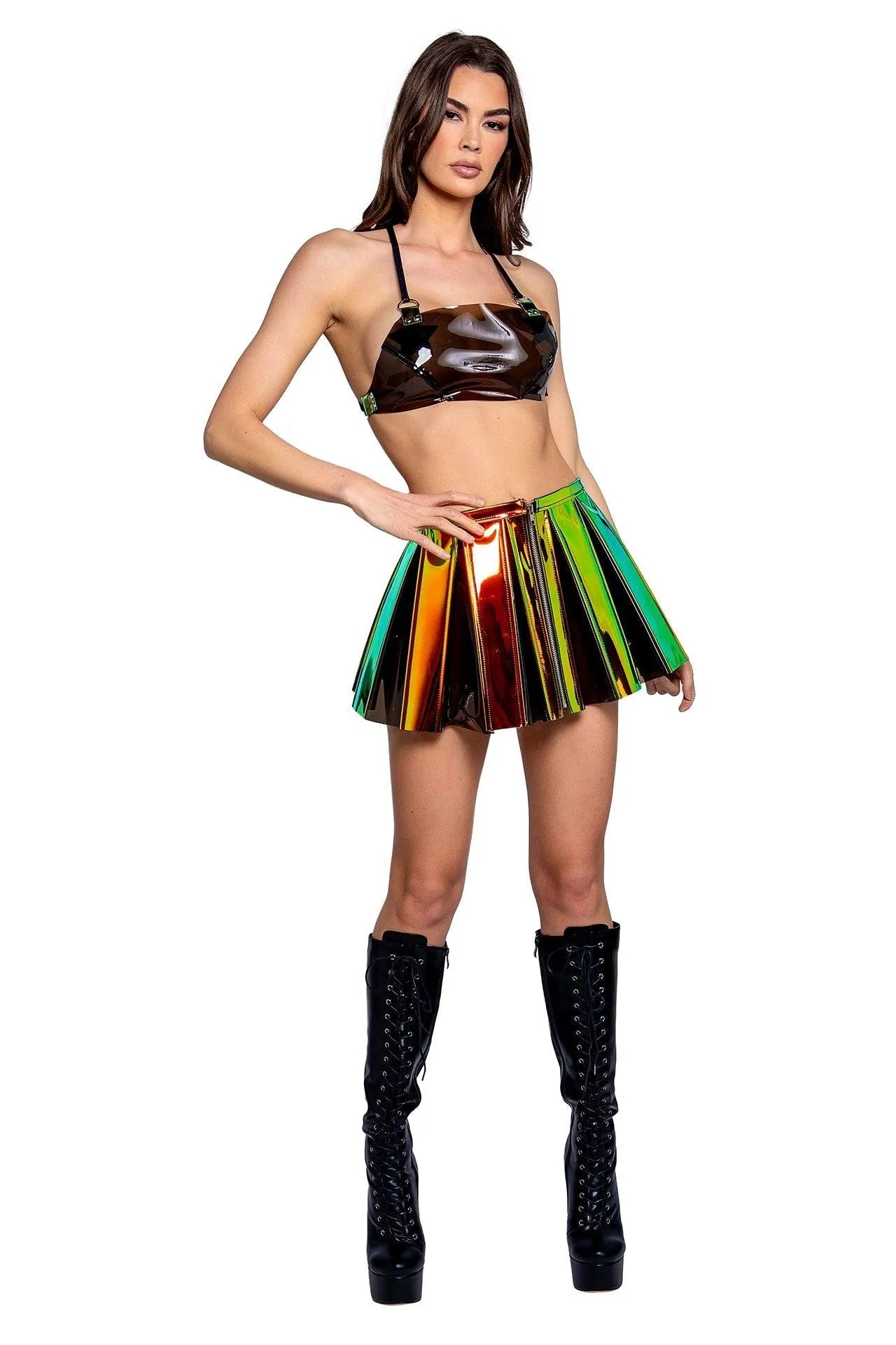 FR120 - Vinyl Pleated Skirt - Take A Peek