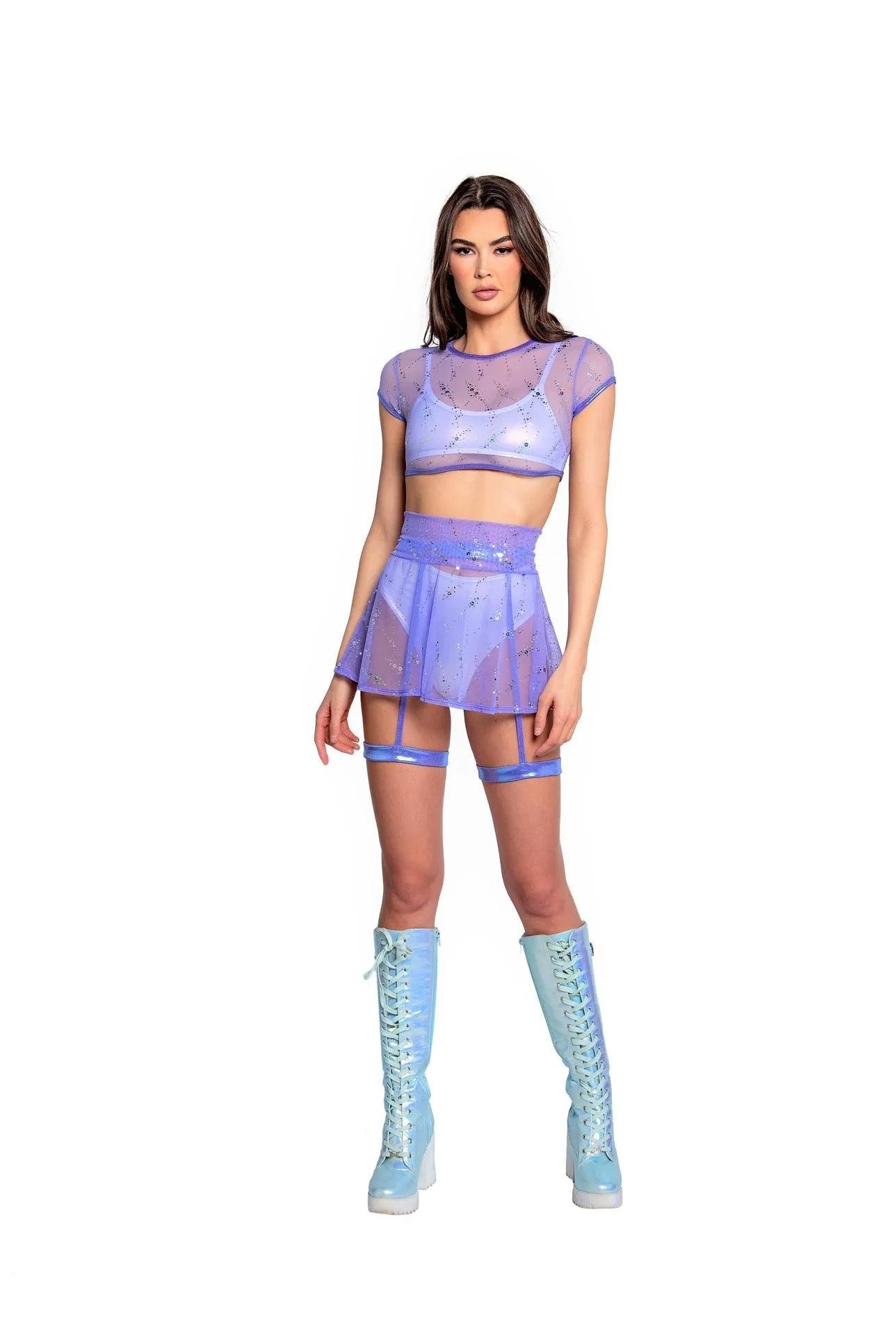 FR129 - Astro Sequin Skater Skirt - Take A Peek
