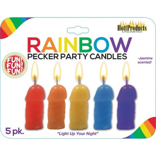 Rainbow Pecker Party Candles 5pk - Take A Peek
