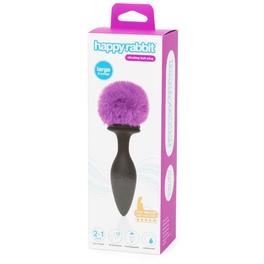 Happy Rabbit Rechargeable Vibrating Butt Plug Large Black/Purple - Take A Peek