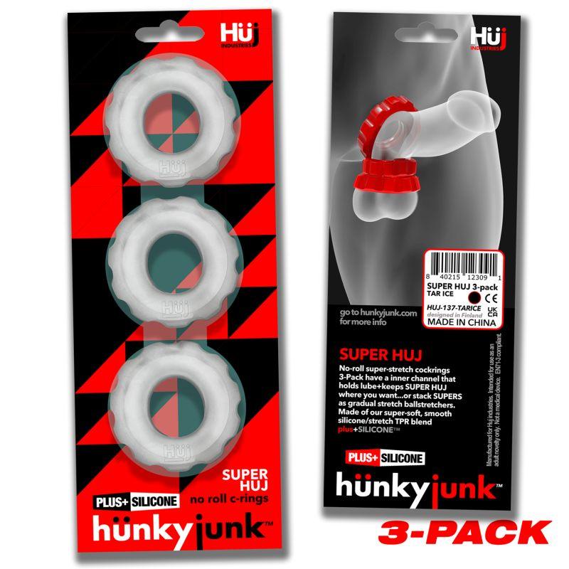 Super Hunkyjunk 3 Pc Cockrings Clear Ice - Take A Peek