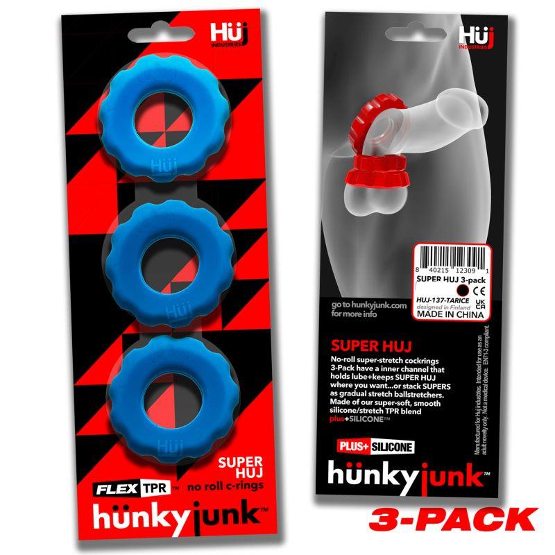 Super Hunkyjunk 3 Pc Cockrings Teal Ice - Take A Peek