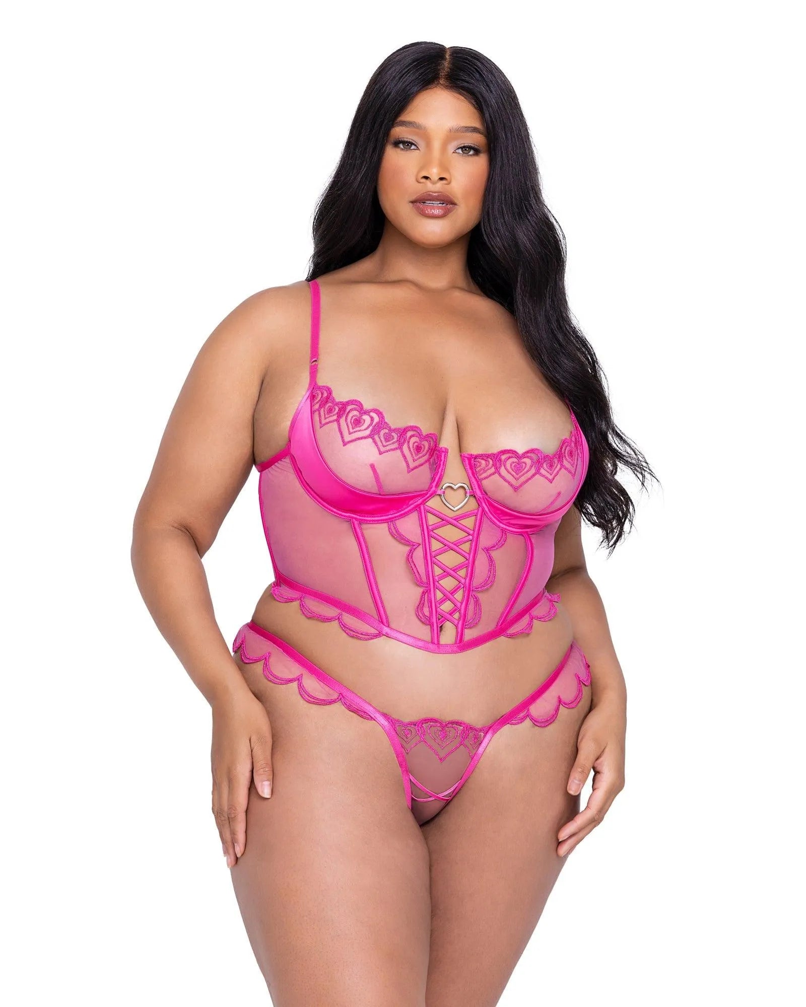 LI622 - Bubblegum Heart 2-Piece Bustier Set - Take A Peek