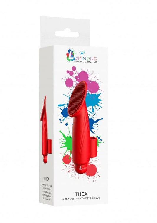 Thea - ABS Bullet With Silicone Sleeve - 10-Speeds - Red - Take A Peek