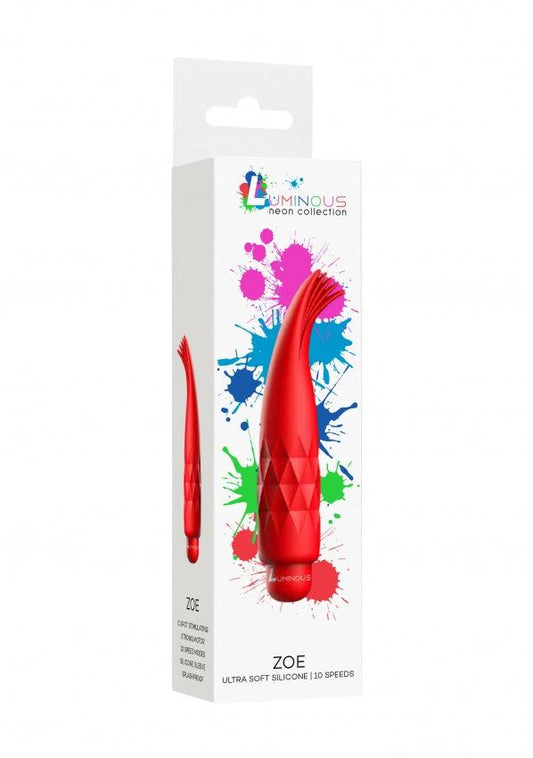 Zoe - ABS Bullet With Silicone Sleeve - 10-Speeds - Red - Take A Peek
