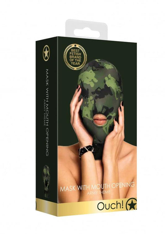 Mask With Mouth Opening - Army Theme - Green - Take A Peek