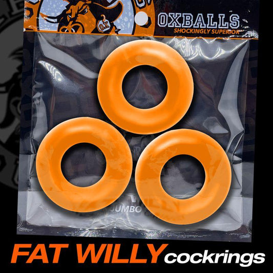 Fat Willy 3 Pc Jumbo Cockrings Orange - Take A Peek