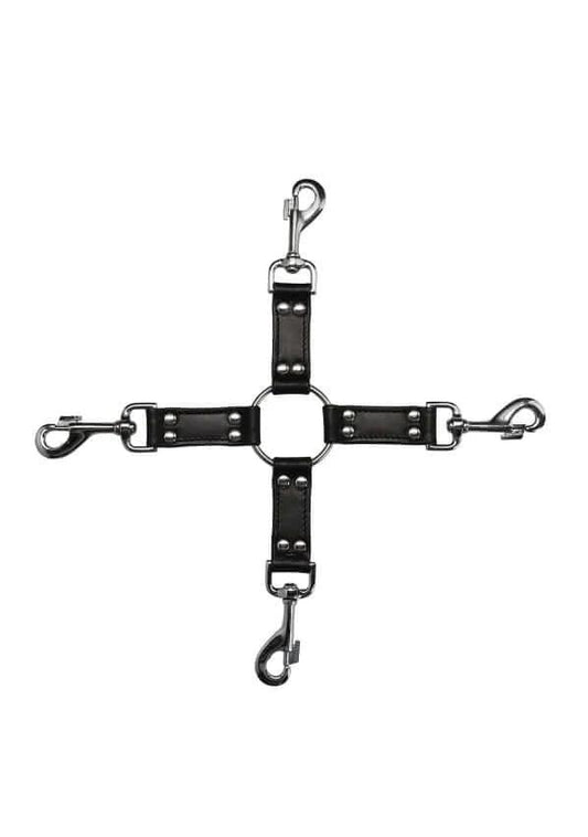 4-way Leather Hogtie Cross - Black - Take A Peek