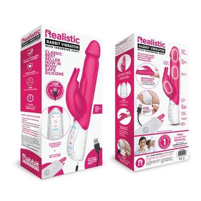 Rabbit Essentials Rechargeable Realistic Rabbit Hot Pink - Take A Peek
