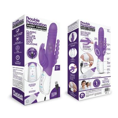 Rabbit Essentials Rechargeable Double Penetration Rabbit - Hot Purple - Take A Peek