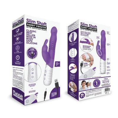 Rabbit Essentials Rechargeable Slim Shaft Rabbit - Hot Purple - Take A Peek