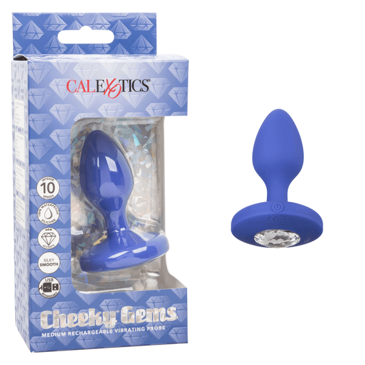 Cheeky Gems Medium Rechargeable Vibrating Probe - Blue - Take A Peek