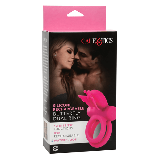 Silicone Rechargeable Butterfly Dual Ring - Take A Peek