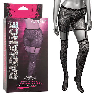 Radiance One Piece Plus Size Garter Skirt With Thigh Highs - Take A Peek
