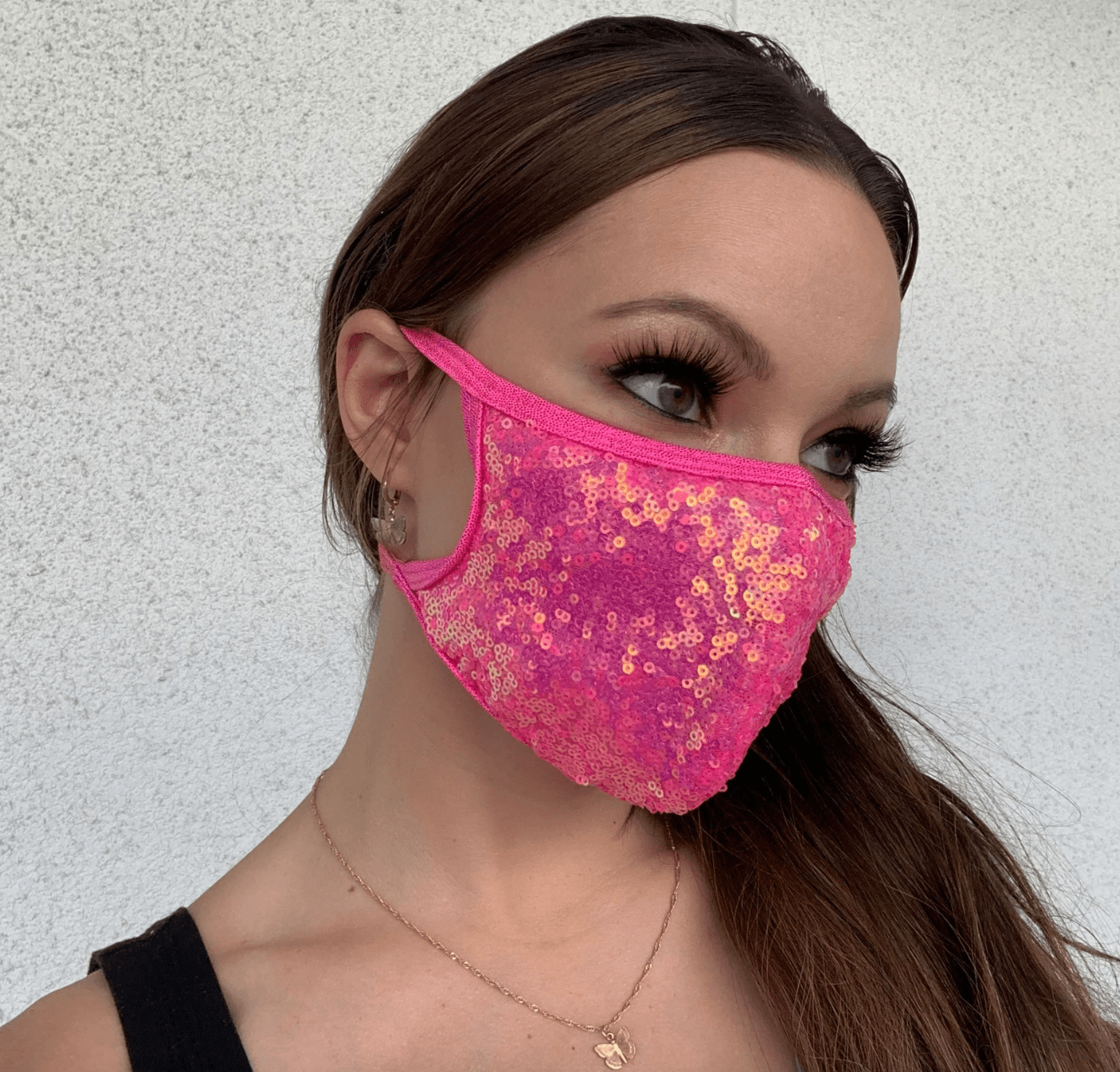 SEQUIN FACE MASK HOT PINK - Take A Peek