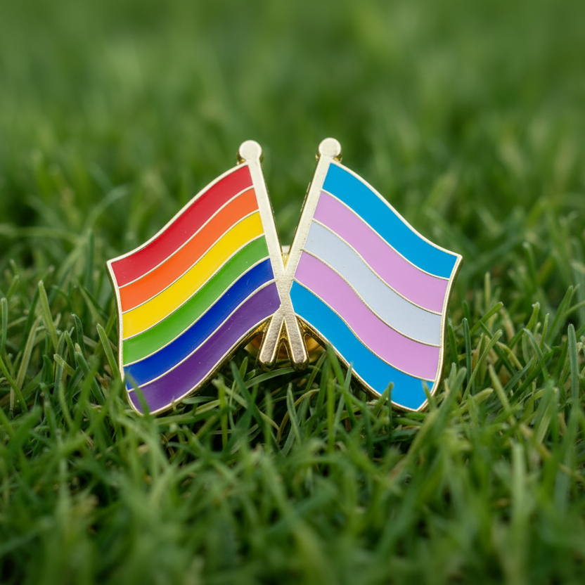Rainbow & Transgender Flag Enamel Pin - Take A Peek