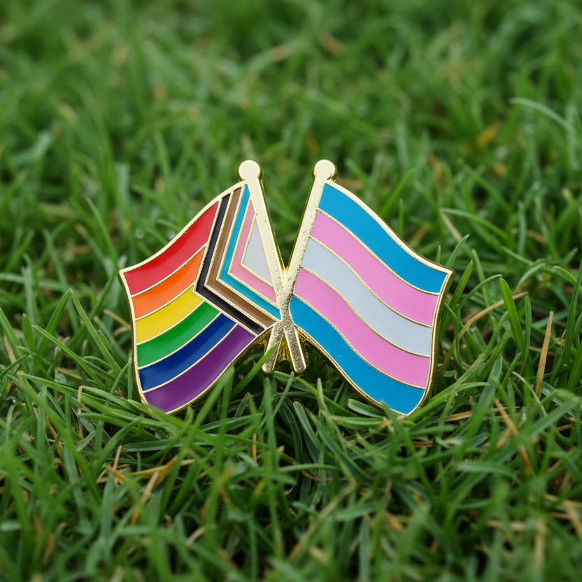 Pride & Transgender pride Flag Enamel Pin - Take A Peek