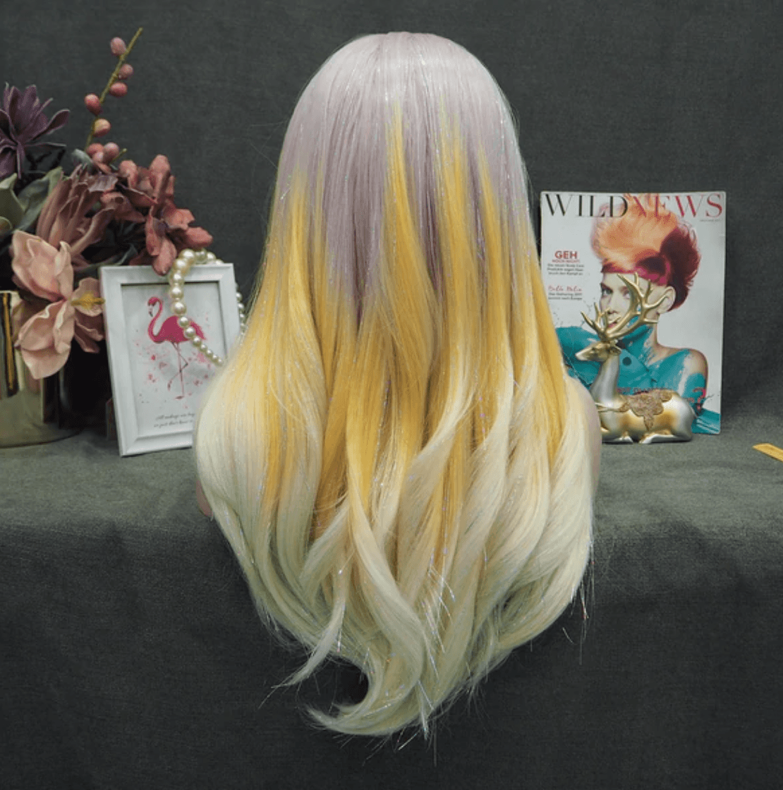 Light Purple to Blonde Ombre with Tinsel Wig - Take A Peek