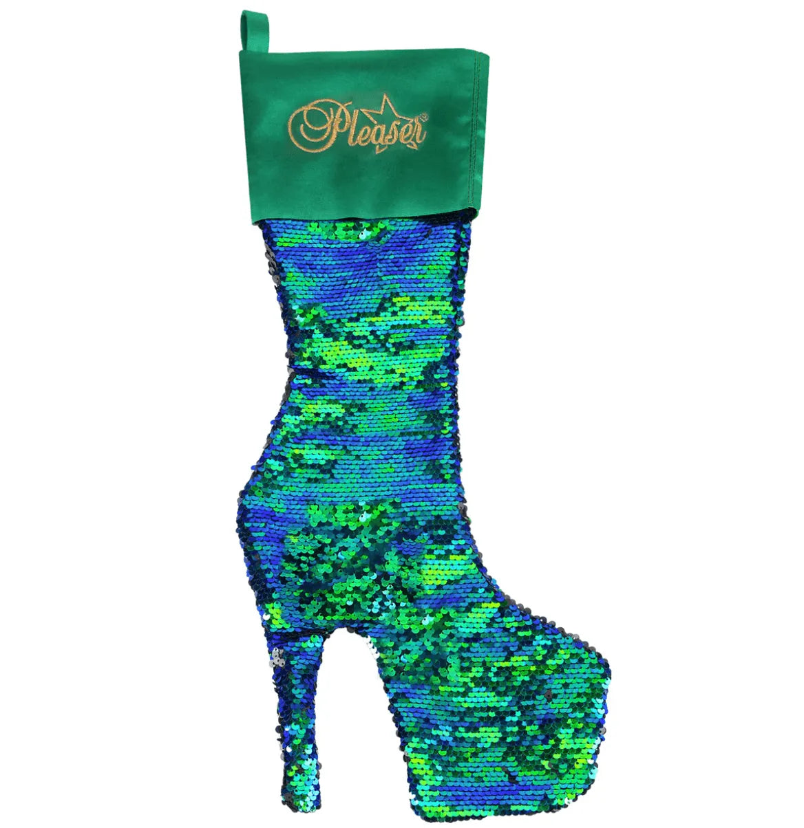 Green Iridescent Sequin Christmas Stocking - Take A Peek